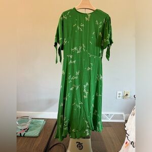 Faithfull the Brand Green Wrap Midi Sundress